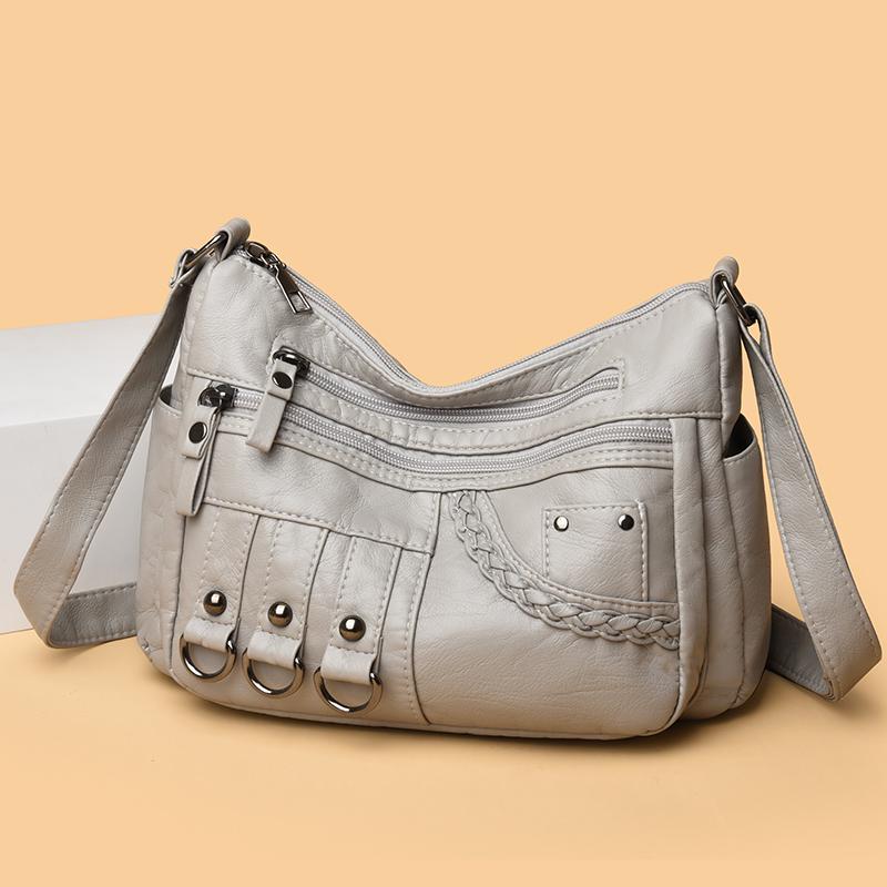 

Large Capacity Multi-layer Women s Bag Middle-aged Mother s Bag Soft Leather Crossbody Bag чорний