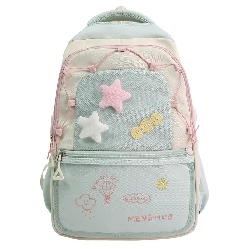 Schoolbag Dopamine High-value Schoolbag Female Cute Student Backpack Niche Contrasting Color Large-capacity Backpack Small Food Intake Pain Bag