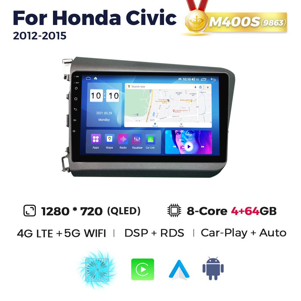 Radio NaviFly 9 inch QLED Wireless Carplay Android Auto Pentru Honda Civic 2012 2013 2014 2015 Sisteme Inteligente Multimedia GPS