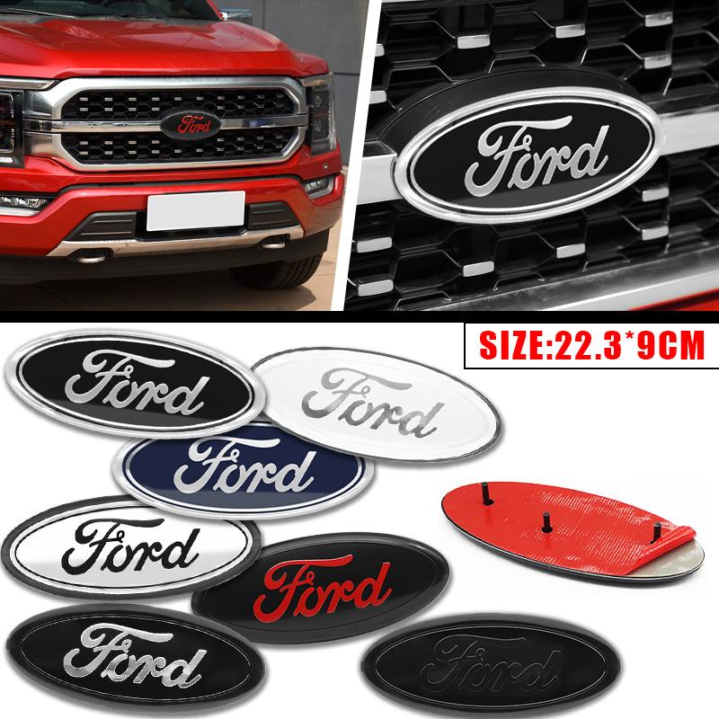 BQYI9 22.3cm 14.5cm Car Styling Logo Front Grille Emblem Rear Trunk Badge Accessories For Ford Mondeo MK2 MK4 F150 F250 F250 GT GT500