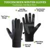 Thin Fleece Winter Warm Cycling Riding Gloves, Touch Screen, Anti-Slip Silicone Palm, Windproof Water Resistant Outdoor Gloves