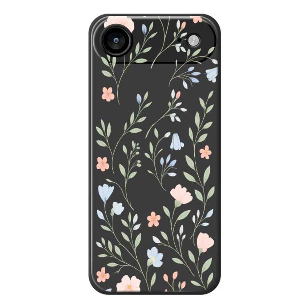 For iPhone 17 Air Case Pink Blue Flowers Pattern Printing Straight Edge TPU Phone Back Cover
