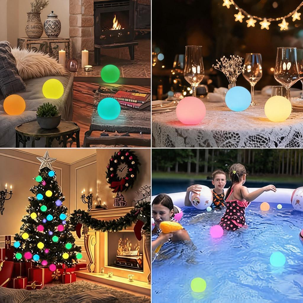 LED Ball Light: 5-Inch Rechargeable Orb Lamp - 16 Colour Changing Mood Light With Remote - IP68 Waterproof Decorative Lamp for Kids Party Pool