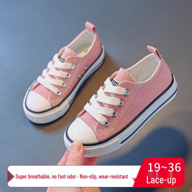 2026 Summer Korean Style Girls' Canvas Shoes: Soft Sole for Small, Medium, & Large Children – Ideal for School & Play