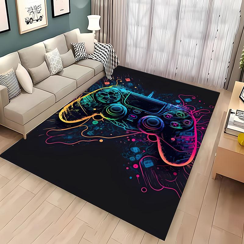 Cartoon Gamer Gamepad Rug Non-Slip Floor Mat for Kids Bedroom Living Room Sofa Kitchen Decor
