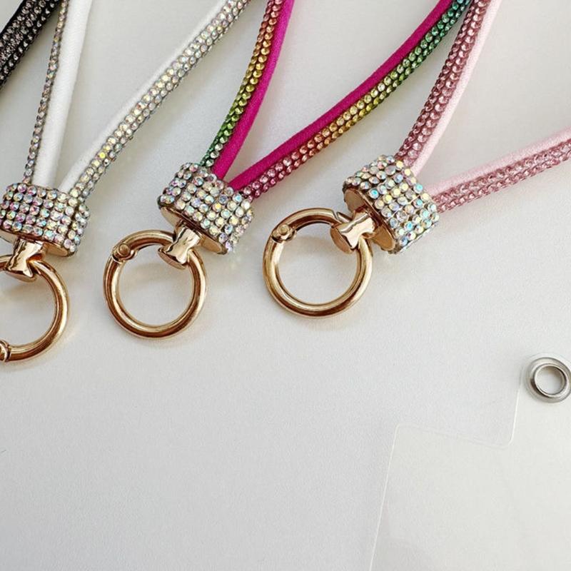 Sparkling Rhinestones Phone Lanyard Short Wristband Secure Carry Solution Business Casual Wrist Strap