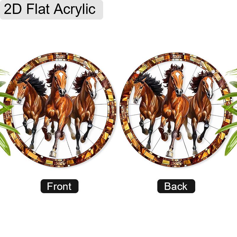 Acrylic Three Horses Christmas Suncatcher Stained Glass Effect Window Hanging Ornament Equestrian Holiday Gifts