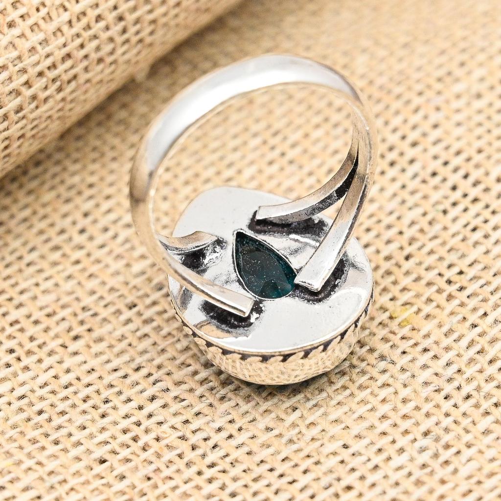 Indicolith Naturstein Edelstein Schmuck Ring 925 Massives Sterlingsilber Geschenk für Sie