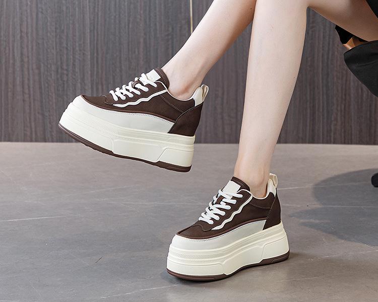 

9см Платформа Товстопідошвові Кросівки на Підборах з Натуральної Шкіри - Універсальне Мініатюрне Взуття на Осінь 2023 39