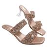 Summer New Rhinestone Wine Glass with Square Head Strap, Wear High-heeled Cool Slippers