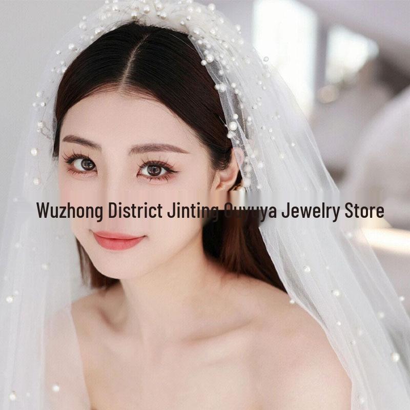 

Двухслойная белая жемчужная свадебная фата для свадьбы или фотостудии 60cm-80cm грязно-белый