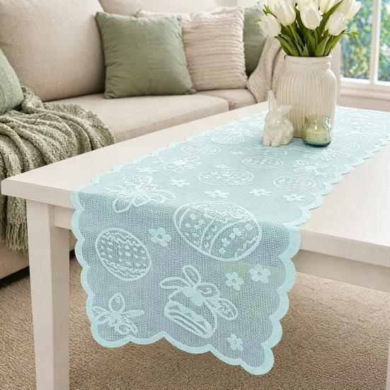 Easter Lace Table Runners, 72 Inch Spring Easter Eggs Table Runner, Easter Bunny Table Decorations for Home Dining Room, Easter Party Decorations and
