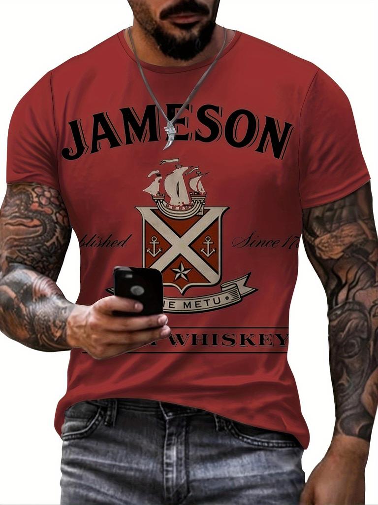 Jameson Whiskey 3D Print Men's T-Shirt - Stylish & Comfortable Short Sleeve Tee for Summer, Casual Wear