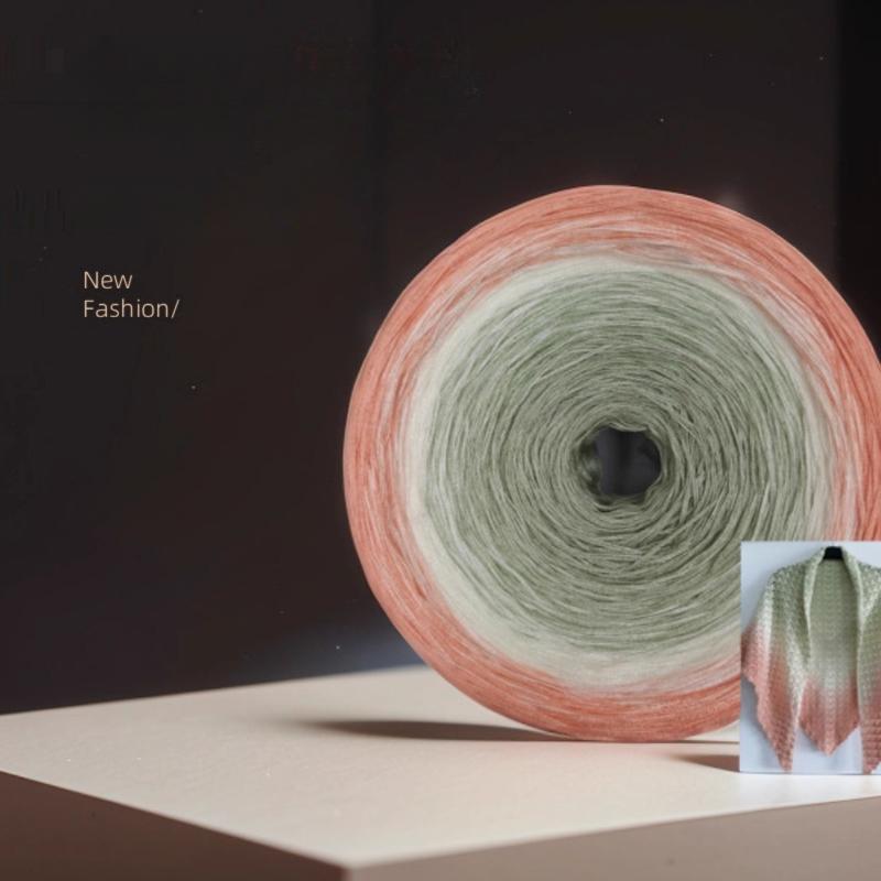 300g Mercerized Cotton Yarn Gradient Color Long Section Dyed Hand Wound Mixed Strand Cake Thread DIY Hand Knitted Shawl Scarf