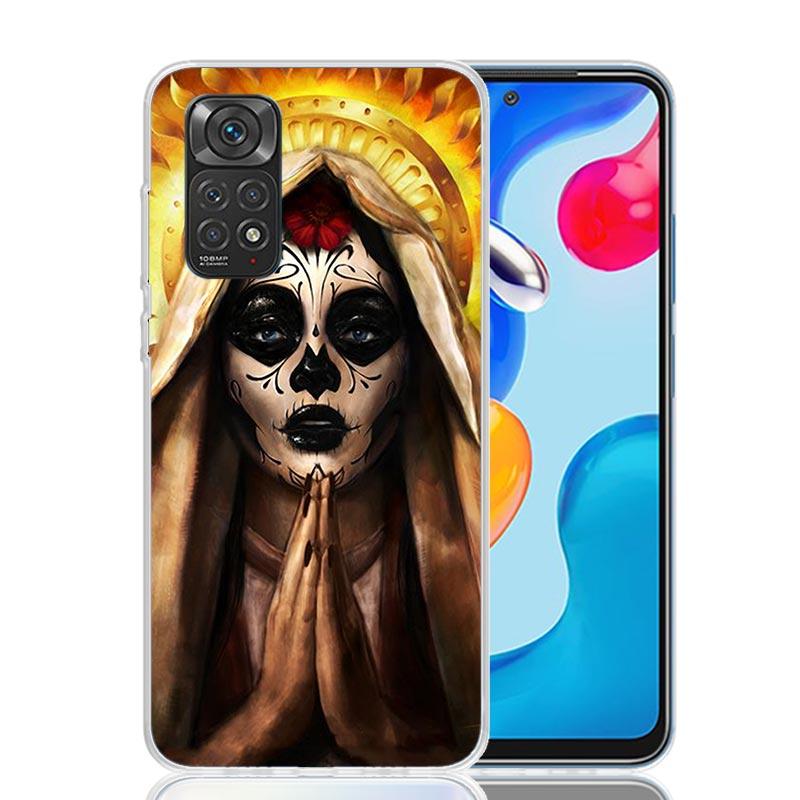Catrina Beautiful Rose Girl Skull Phone Case For Xiaomi Redmi Note 14 13 14S 12S 12 11S 11T 11E Pro Plus 10S 10 9S 9 Art Customi