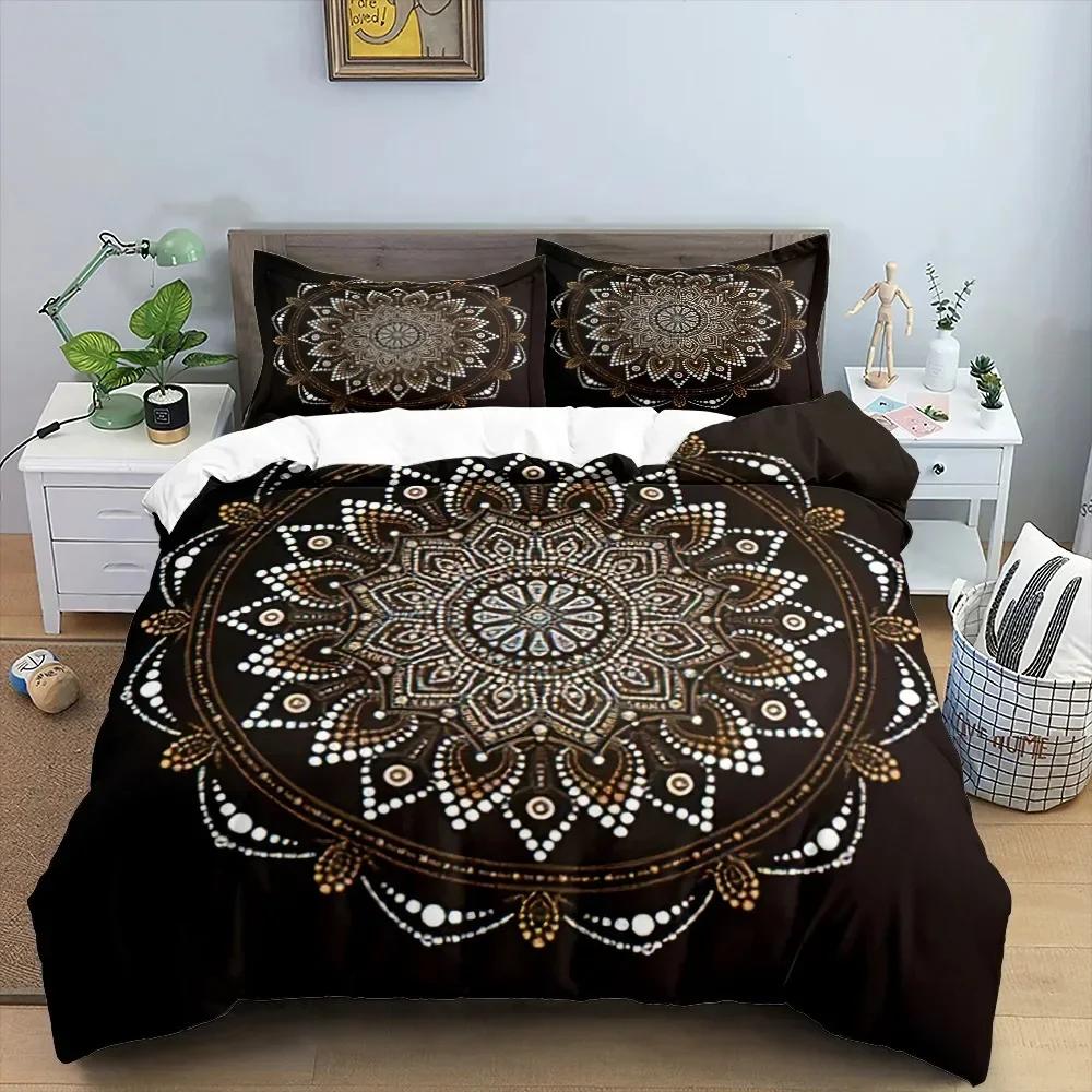 Mandala Duvet Cover Set King Queen Twin Full Size Moon Sun Eye Boho Chic Floral Polyester Quilt Cover for Kid Boys Bedding Set
