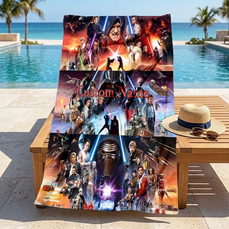 Custom Name Yoda's Legacy Stylish Digital Printing Beach Towel Quick‑Drying Absorbent Blanket for Beach Pool Gym Travel