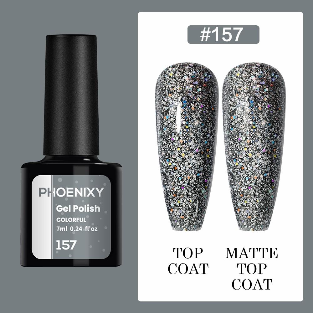 

PHOENIXY 7 мл Гель-лак для нігтів Лак Напівперманентний гель 3 кольори Блискучий гель Soak Off Glitter Набір для початківців Манікюрний салон Набір для манікюру 157