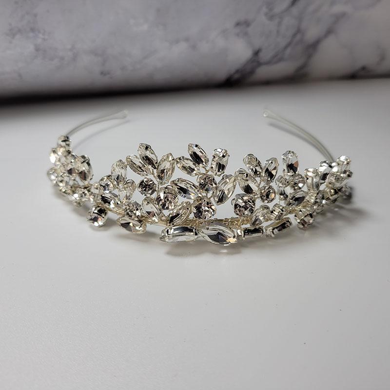 SLBRIDAL Handmade Flexible Crystal Rhinestones Pearls Bridal Tiara Headband Wedding Hair Accessories Bridesmaids Women Jewelry