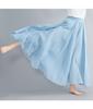 2024 Japan & Korea Loose Cotton-Linen Elastic Waist Midi Skirt – Solid Color A-line Swing Skirt