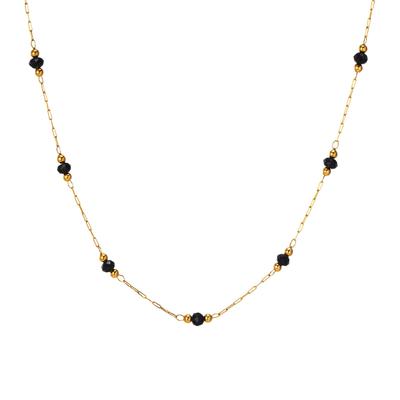 Necklace for Stainless 18K Gold Crystal Women, Steel, Plated, Green, Black, Beads, Chain, 45-50cm (black)