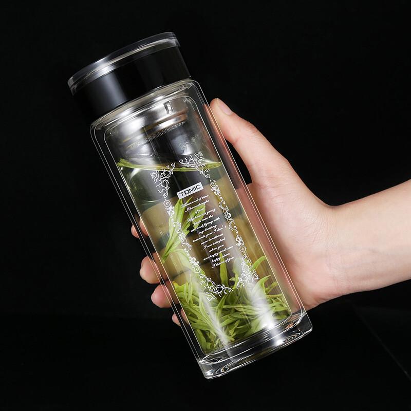 TOMIC Double-Wall Glass Tea Infuser Bottle