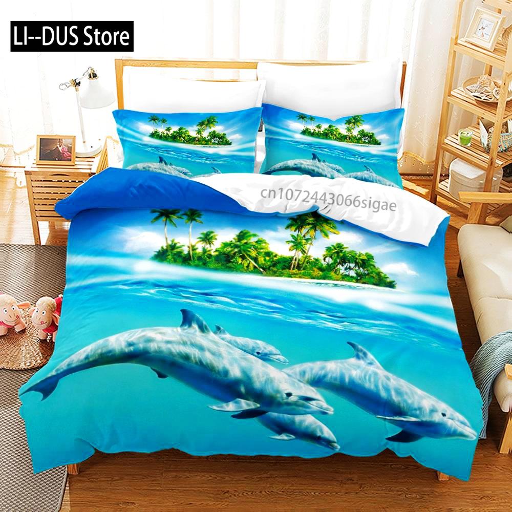 The Underwater World Bedding Set Single Twin Full Queen King Size Fish Bed Set Aldult Kid Bedroom Duvetcover Sets 3D Print 014