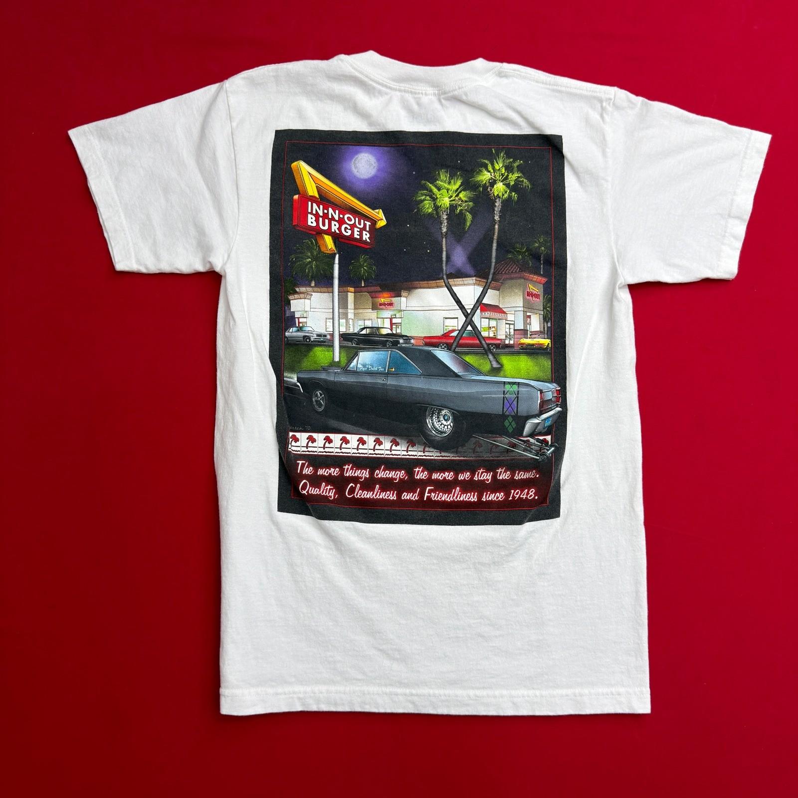 In-N-Out Burger California Classic Car Graphic T-Shirt Mens Small White Cotton XL