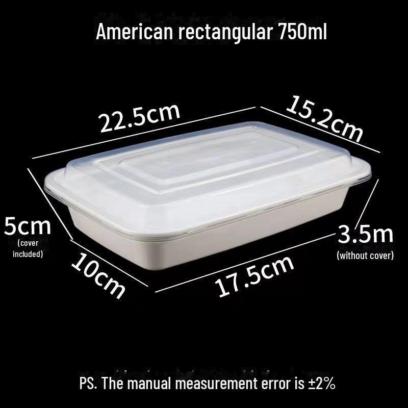 American Rectangular PP Disposable Lunch Box with Lid, Food Grade, Thickened for Takeaway