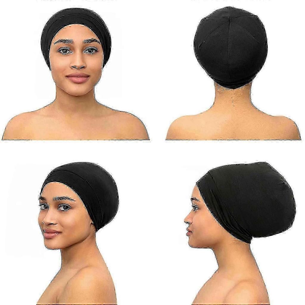 Silk Bonnet for Sleeping Women, Satin Sleep Bonnet Hair Protector, Adjustable Band, Black