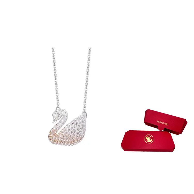 Swarovski Large Swan Shaped Decorative Creative Design Crystal Necklace Women Necklace Gradient-Yellow 5215034