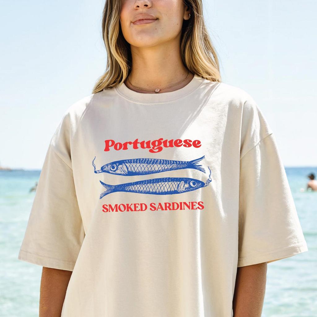 European Summer Smoked Sardines Shirt, Beach Shirt, Tinned Fish Shirt, Funny Sardine Shirt, Portugal Tee, 100% Cotton Unisex Comfort Colors