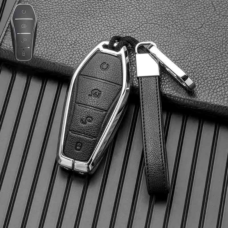 Schlüsseltasche Abdeckung für BYD Seal U Sealion 6 07 EV King Song Plus Champion Chazor Leder Metall Fernbedienung Halter Schlüsselanhänger Zubehör