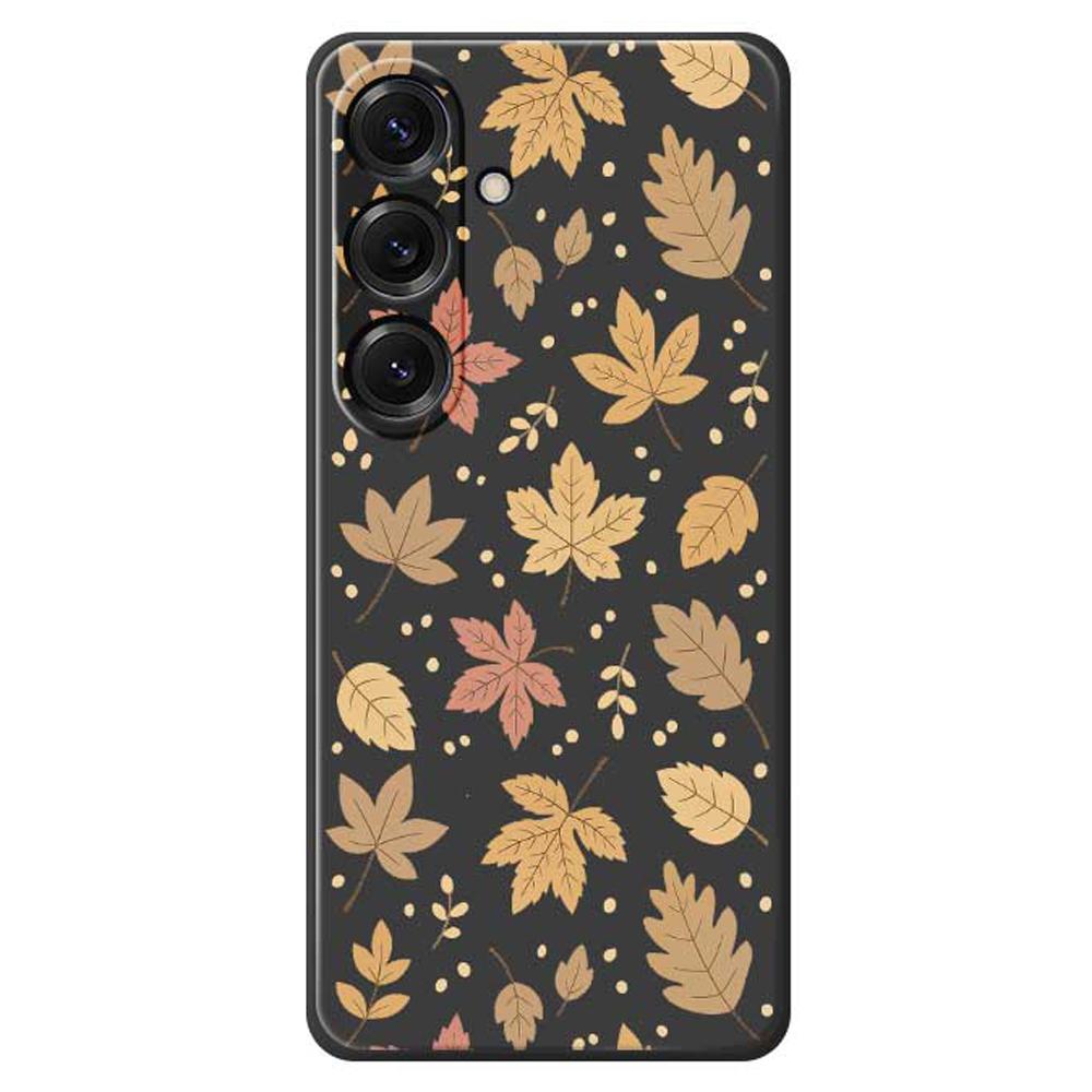 For Samsung Galaxy S25 Case Leaves Pattern Printing Straight Edge TPU Phone Back Cover