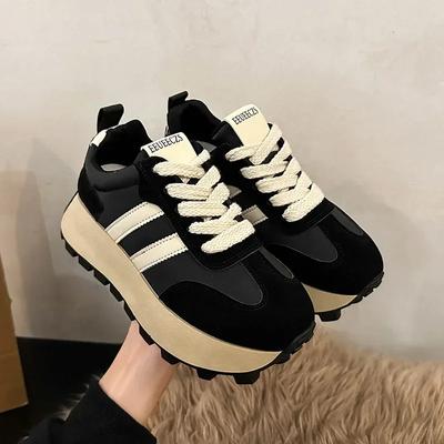 Botas tênis Feminino Outono inverno Novo Vintage Versátil Casual Leve Sola Grossa Sapatos de Pai Plataforma sapatos de algodão