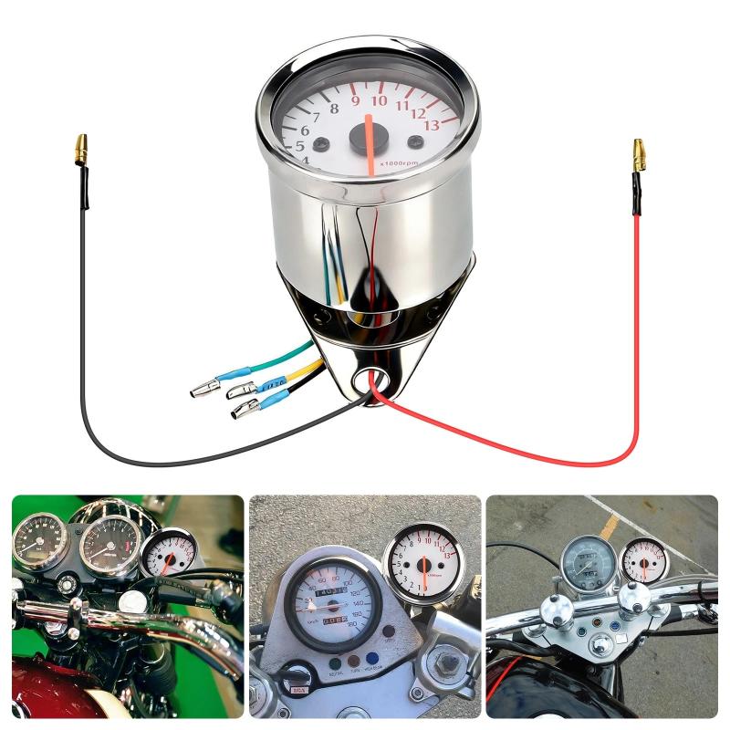 Motorcycle Tachometer Motorcycle Mechanical Tachometer Gauge Universal 12V 16000 Rpm Waterproof Motorbike Speedometer белый