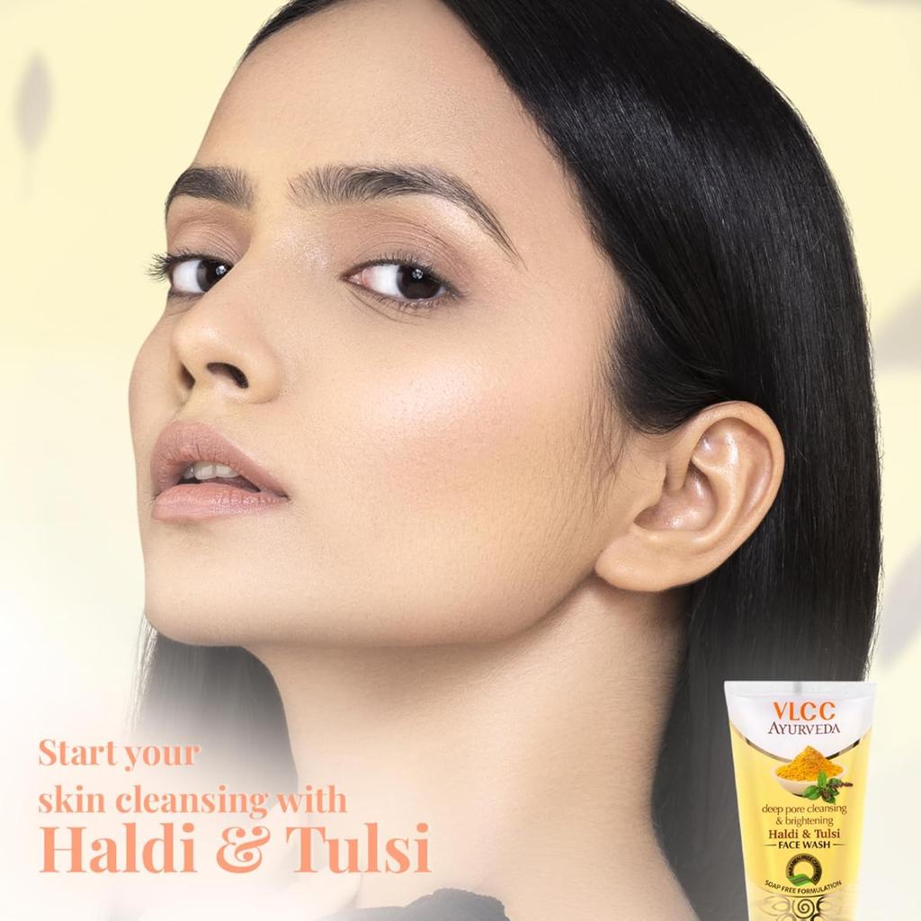 VLCC Ayurveda Deep Pore Cleansing Haldi & Tulsi Face Wash 100ml X 4 Pack Brightening