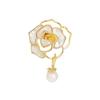 Imitation Fritillary Camellia Brooch High-End Female Luxury Temperament Pearl Brooch Niche Design Pin Suit Accessories