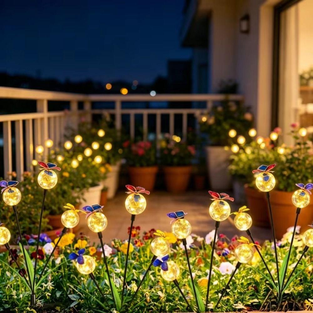 6/8 Head Butterfly Bobble Swing Light Waterproof Color Changing Flower Solar Lawn Lights Smart Sensor LED Lights