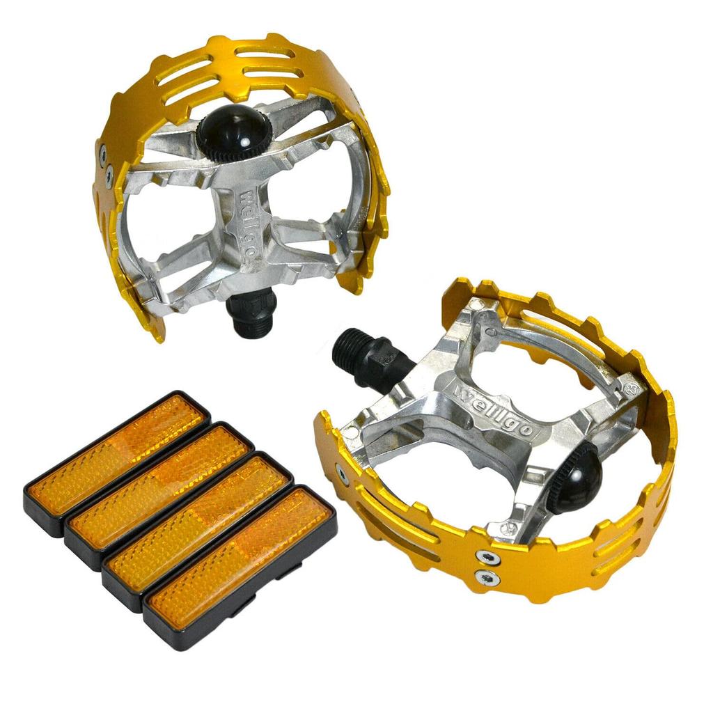 Wellgo Old school BMX MTB Bear Trap Bicycle WE2965 XC-II 9/16" Pedals, Gold,