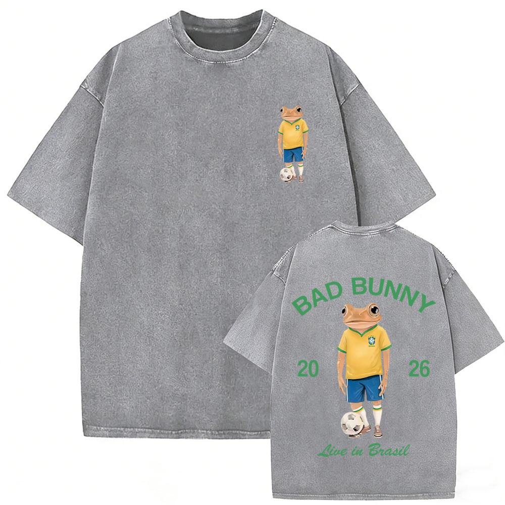 Gewaschenes Vintage Rapper Bad Bunny T-Shirt Debi Tirar Mas Fotos DTMF Welttournee T-Shirts Herren Damen Mode Hip Hop Beliebte T-Shirts