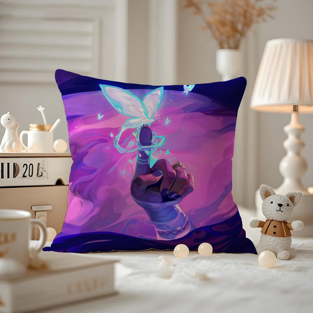 V-Valorant CLOVEGame Cushion Cover Anti-dustmite Pillowcase Invisible Zipper Silky Short Plush Sofa Cushion Cover