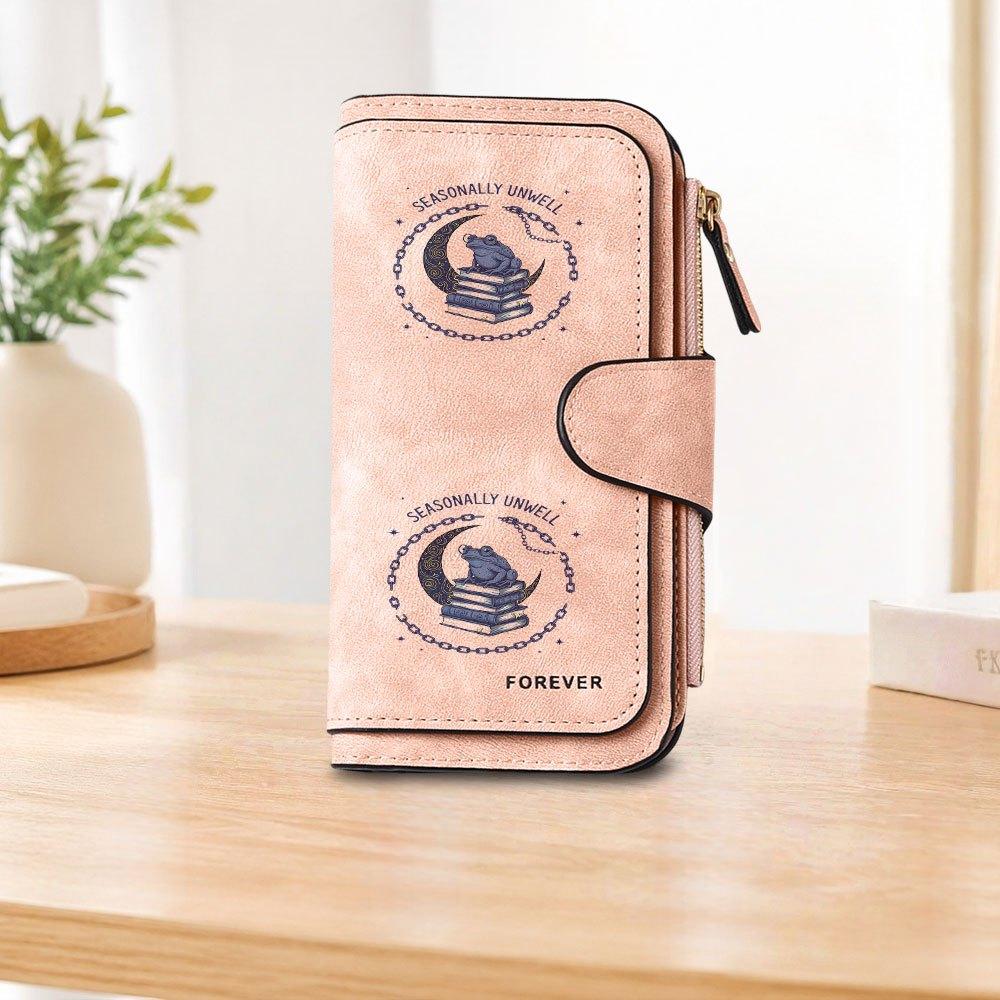 Moonlight Book Frog Long Zipper Wallet, Large Capacity Card Holder, Unisex Clutch Bag, Fashionable Zipper Coin Purse, Suitable for Daily Use, A Great