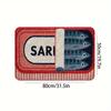 Sardine Can Doormat, Red White Pattern Flannel Rug, Thickened Absorbent Non-Slip Door Carpet for Entryway