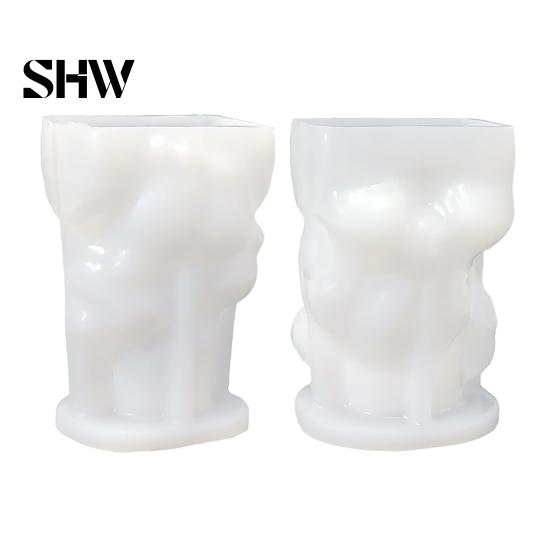Cement Casting Form Halloween Ghost Figurine Silicone Mold, Holding Skull Gnome Ornament Easy Demoulding Mold DIY Release Reusable Candle Making Shape