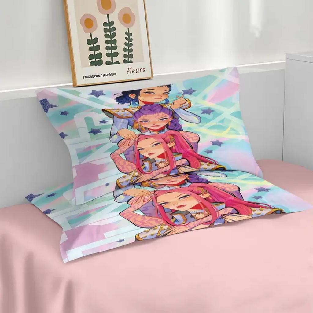 KPop D-Demon Hunters EU Single Halloween Costume Bedding Set - 2-3 Piece Comforter Quilt Duvet Cover Pillow Case Sets