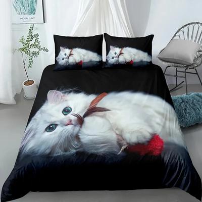 3D Härligt Katt Påslakanset, sött Husdjurskatt Sängklädesset Full Queen King Size, Söta Djur Lyxiga Täcken Gåvor Hemtextilier