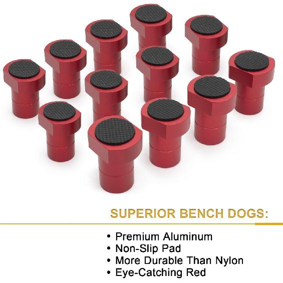 12-Pack 20mm/0.787'' Bench Dogs,Non-Slip Bench Dog Clamp Aluminum Alloy Table Stops for MFT Workbenches, Fits 0.787" Dog Holes - Professional