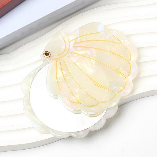 Muschelform Make-up Spiegel Tragbarer Reise Essigsäure Faltbarer Schminkspiegel Leichtgewichtiger Frauen Mädchen Handspiegel