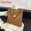 Streetwear Fashion Large Tote Bag In Corduroy Fabric With Inner Pouch And Dual Straps For Casual Outings